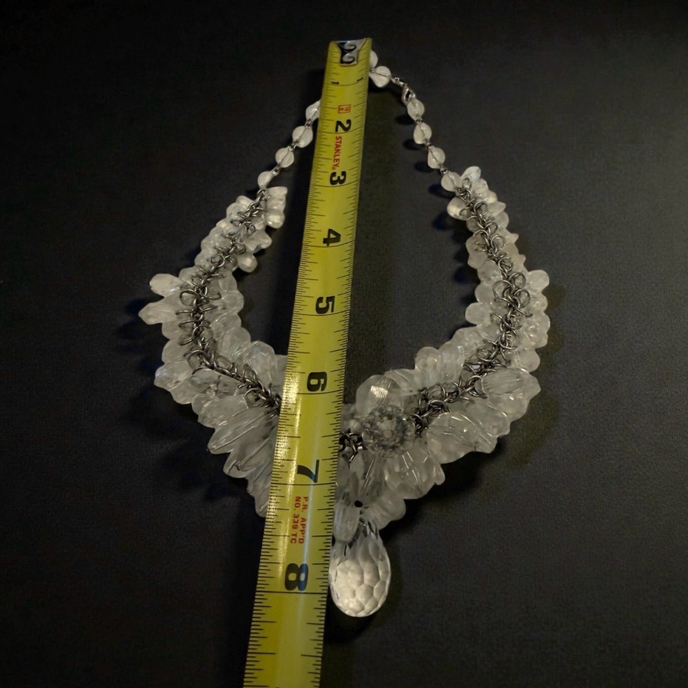 Vintage Elegant Silver Cluster Statement Necklace - image 5